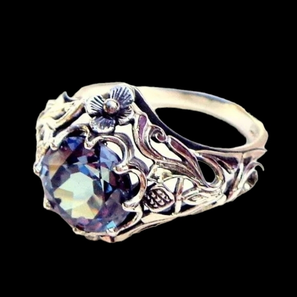 925 silver gorgeous multi colorful stone women's ring - Picture 5 of 11